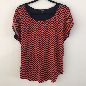 Chevron print Silky Tee with Stretch